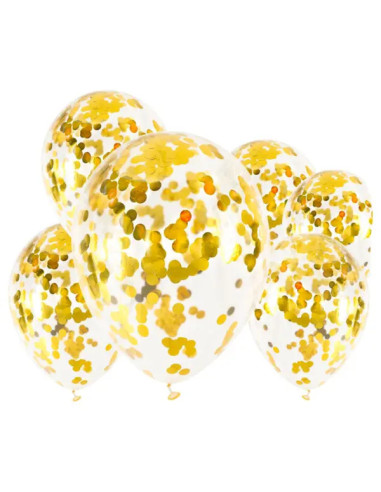 BALLONGER KONFETTI GULD  6P
