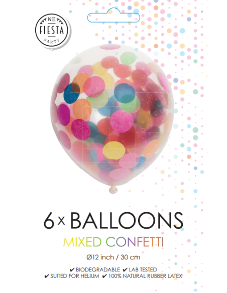 BALLONGER KONFETTI MULTI  6P