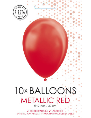 BALLONGER METALLIC RED 30CM 10P