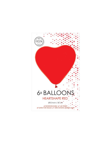 BALLONGER 6P HJÄRTA RÖD