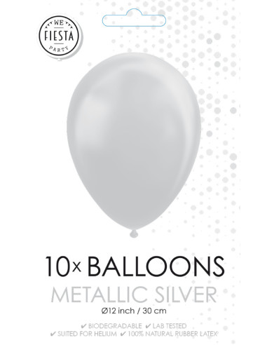 BALLONGER METALLIC SILVER 30CM 10P