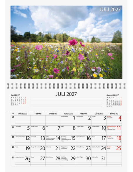 Mappkalendern 2027 | Väggkalender med Fickor för Kvitton och Räkningar
