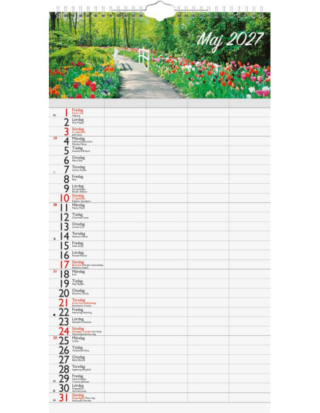 Familjekalender 2027 4 Kolumner | Praktisk Väggkalender för Familjen