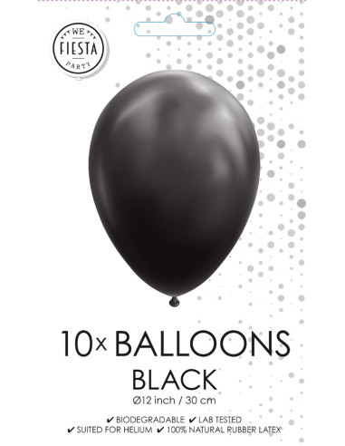BALLONGER SVART 30CM 10P