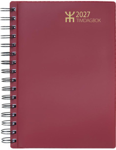 2027 Agenda Timdagbok Bordeaux Wire-O FSC | Elegant Kalender med Timplanering