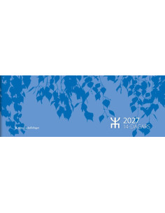 14-dagars Blå Kartong Häftad FSC 2027 | Praktisk Bordskalender