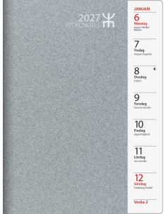 Veckonotes Silver Plast 2027 | A5 Kalender med Anteckningssidor