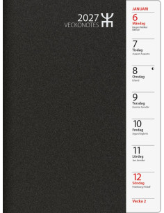 2027 VECKONOTES SVART PLAST