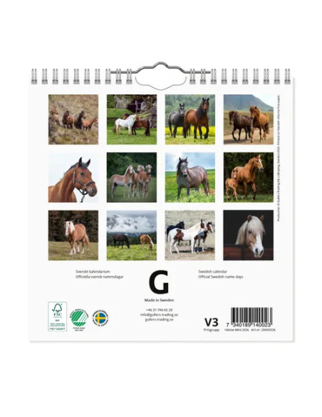 2026 VÄGGKALENDER HÄST MINI