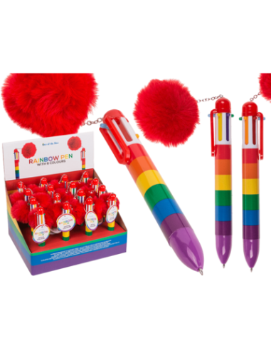FLERFÄRGSPENNA RAINBOW POM POM
