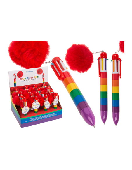 FLERFÄRGSPENNA RAINBOW POM POM