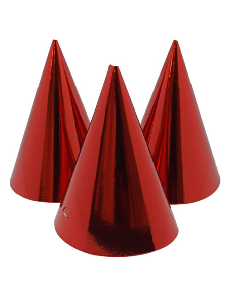 PARTY HAT RED METALLIC 6-P