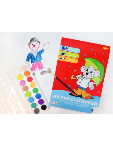 VATTENFÄRG 16 FÄRGER MED PENSEL