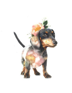GRATTISKORT FLORAL DACHSHUND