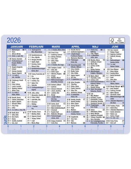 KALENDERKORT BURDE 2026