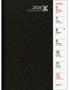 2026 VECKONOTES SVART PLAST
