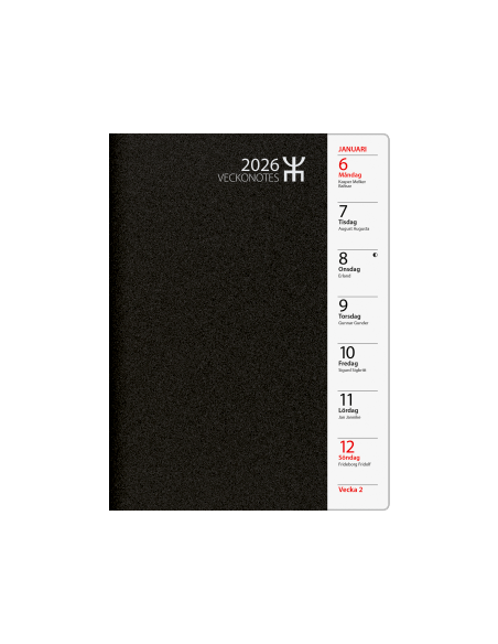 2026 VECKONOTES SVART PLAST