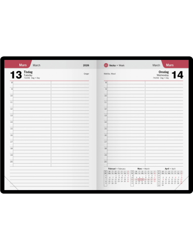 2026 TIMKALENDER SVART KONSTLÄDER