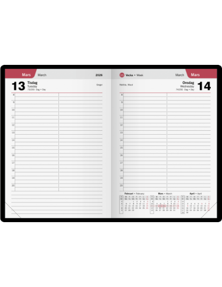 2026 TIMKALENDER BLÅ KONSTLÄDER