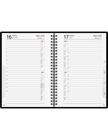 2026 TIMDAGBOK SVART WIRE-O