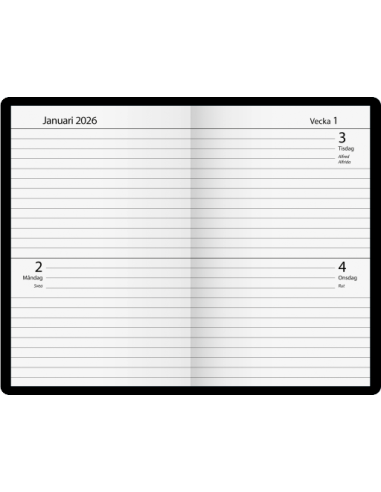 2026 FICKDAGBOK SVART KONSTLÄDER