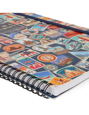 ANTECKNINGSBOK A4 TRAVEL STICKERS