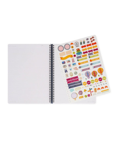 ANTECKNINGSBOK A4 TRAVEL STICKERS