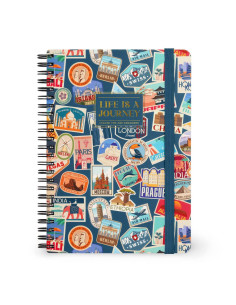 ANTECKNINGSBOK A5 TRAVEL STICKERS