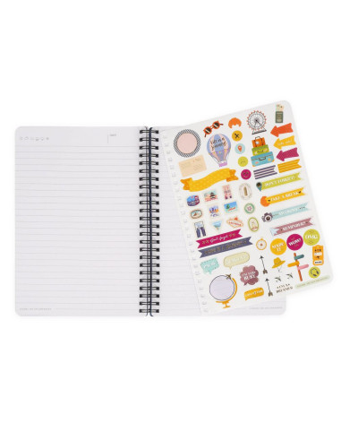 ANTECKNINGSBOK A5 TRAVEL STICKERS