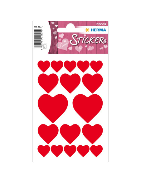 STICKERS HERMA 3827 HJÄRTAN RÖDA