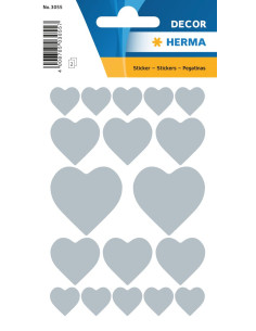 STICKERS HERMA 3055 HJÄRTAN SILVER