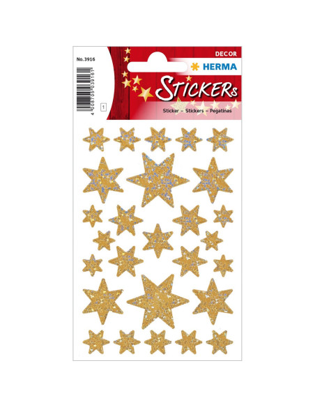STICKERS HERMA 3916 GULDSTJÄRNA GLITTER