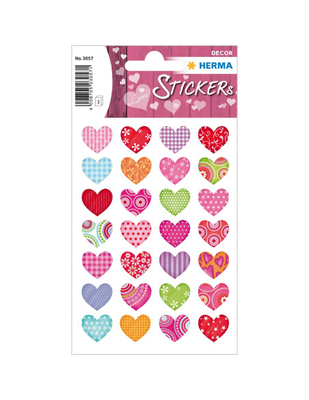STICKERS HERMA 3057 HJÄRTAN FÄRGGLADA