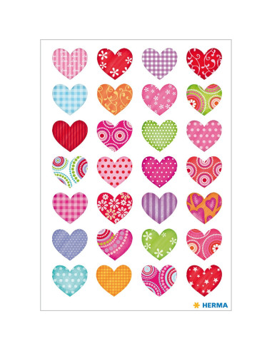 STICKERS HERMA 3057 HJÄRTAN FÄRGGLADA