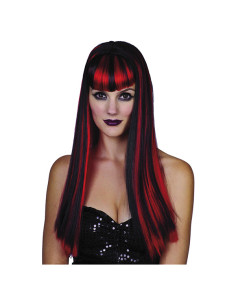 PERUK BLACK RED GOTH