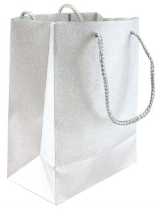 PRESENTPÅSE SILVERGLITTER M