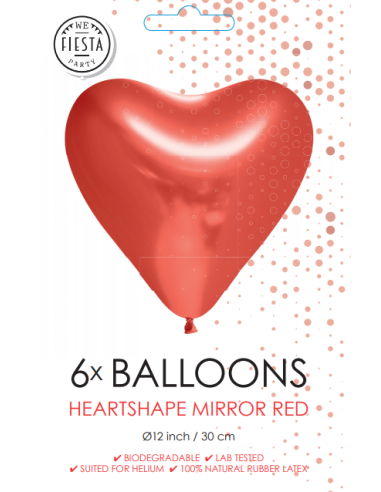 BALLONGER METALLIC HEART RED 6P