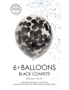 BALLONGER KONFETTI SVART 6P 2