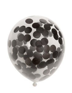 BALLONGER KONFETTI SVART 6P
