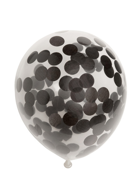 BALLONGER KONFETTI SVART 6P