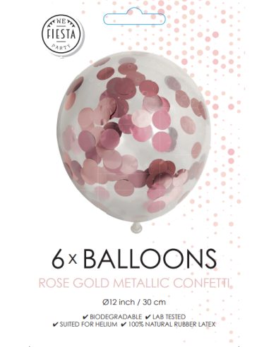 BALLONGER KONFETTI ROSE 6P