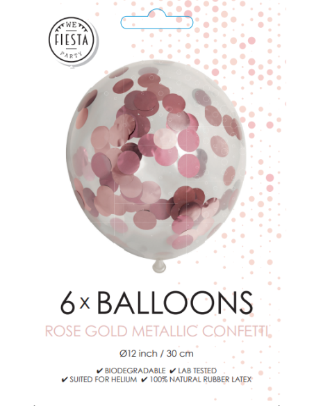 BALLONGER KONFETTI ROSE 6P