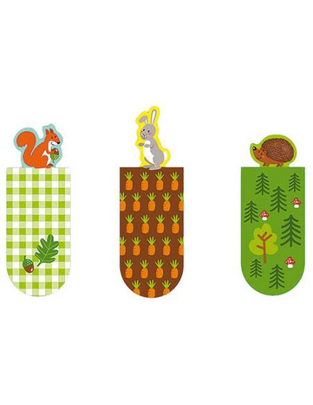 BOKMÄRKE MAGNET SKOGSDJUR 3P