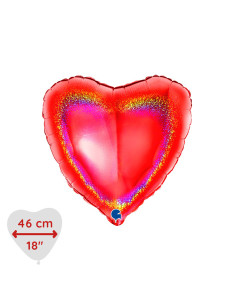 HELIUM HJÄRTA RÖD GLITTER 46CM