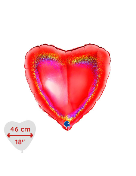 HELIUM HJÄRTA RÖD GLITTER 46CM