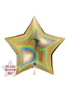 HELIUM STJÄRNA GULD GLITTER 91CM