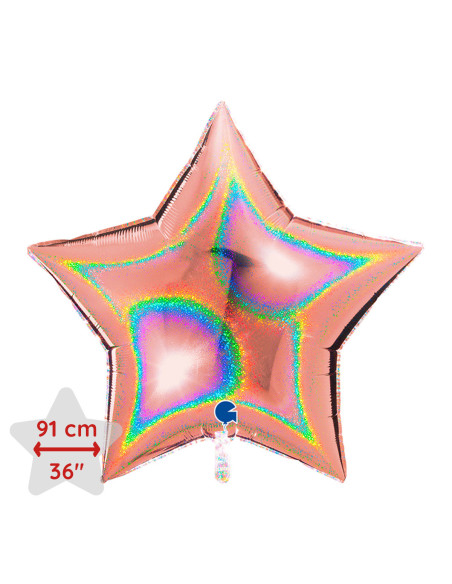 HELIUM STJÄRNA ROSE GLITTER 91CM
