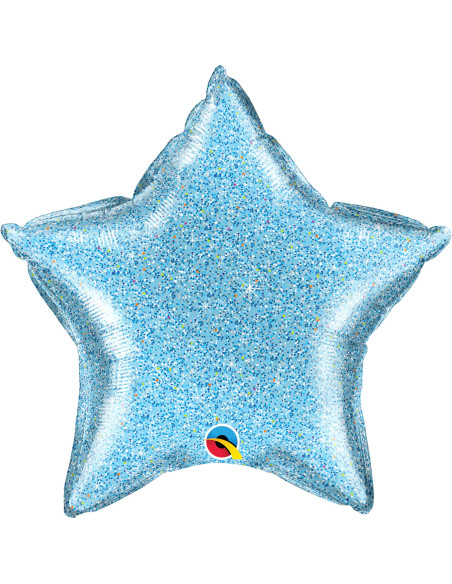 HELIUM STJÄRNA LJUSBLÅ GLITTER
