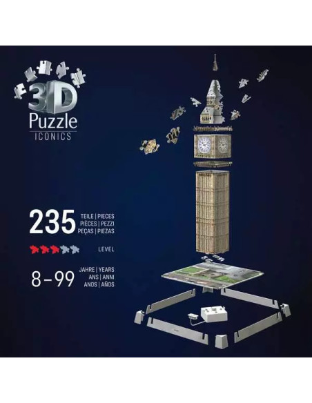 235B 3D ICONIC BIG BEN W LIGHT