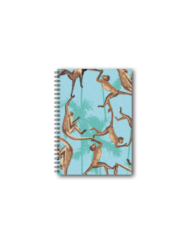 SKRIVBOK A5 DOTTED TROPICAL MONKEYS